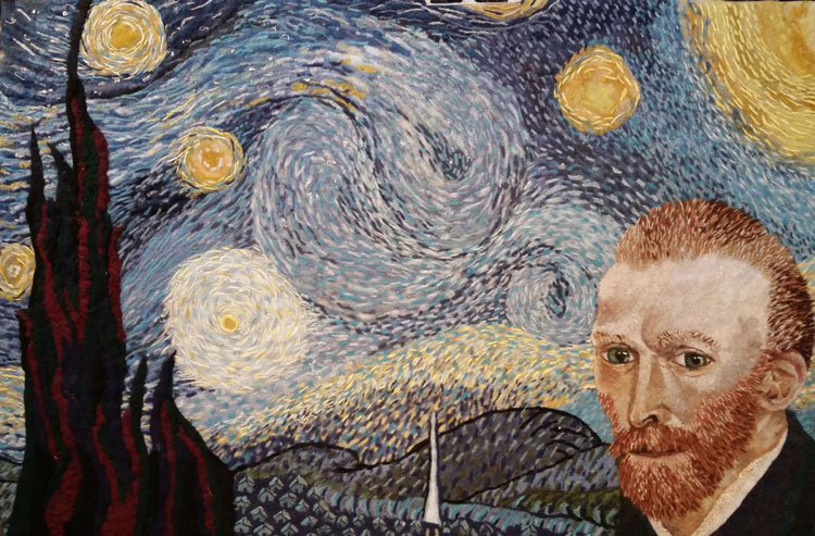 Vincent van Gogh in Dryer Lint by Heidi Hooper. Nominated for the 2016 Niche Magazine Award in the “Recycled” category.